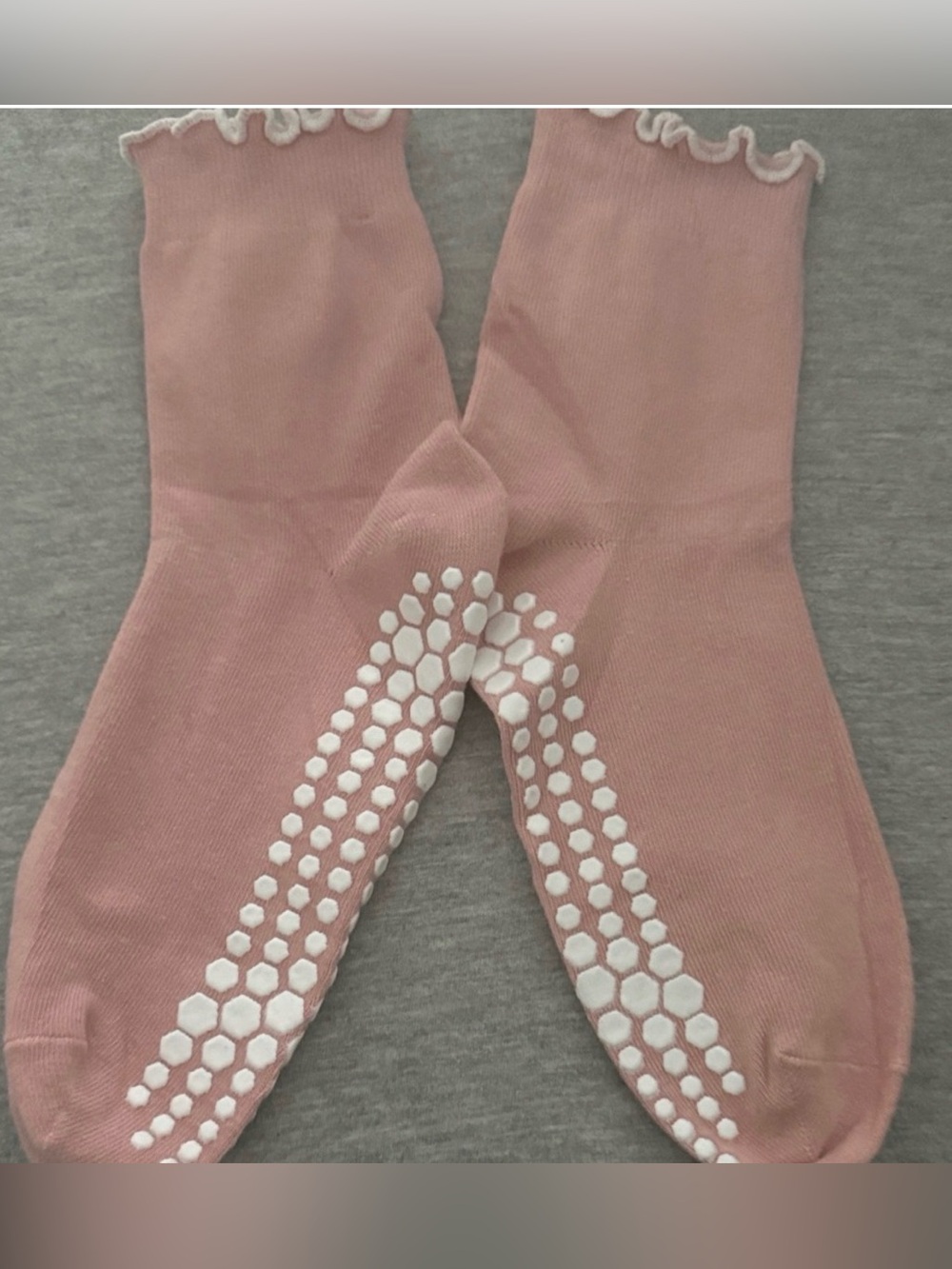 Pink Ruffled Heart Grip Socks - Picture 2 of 4